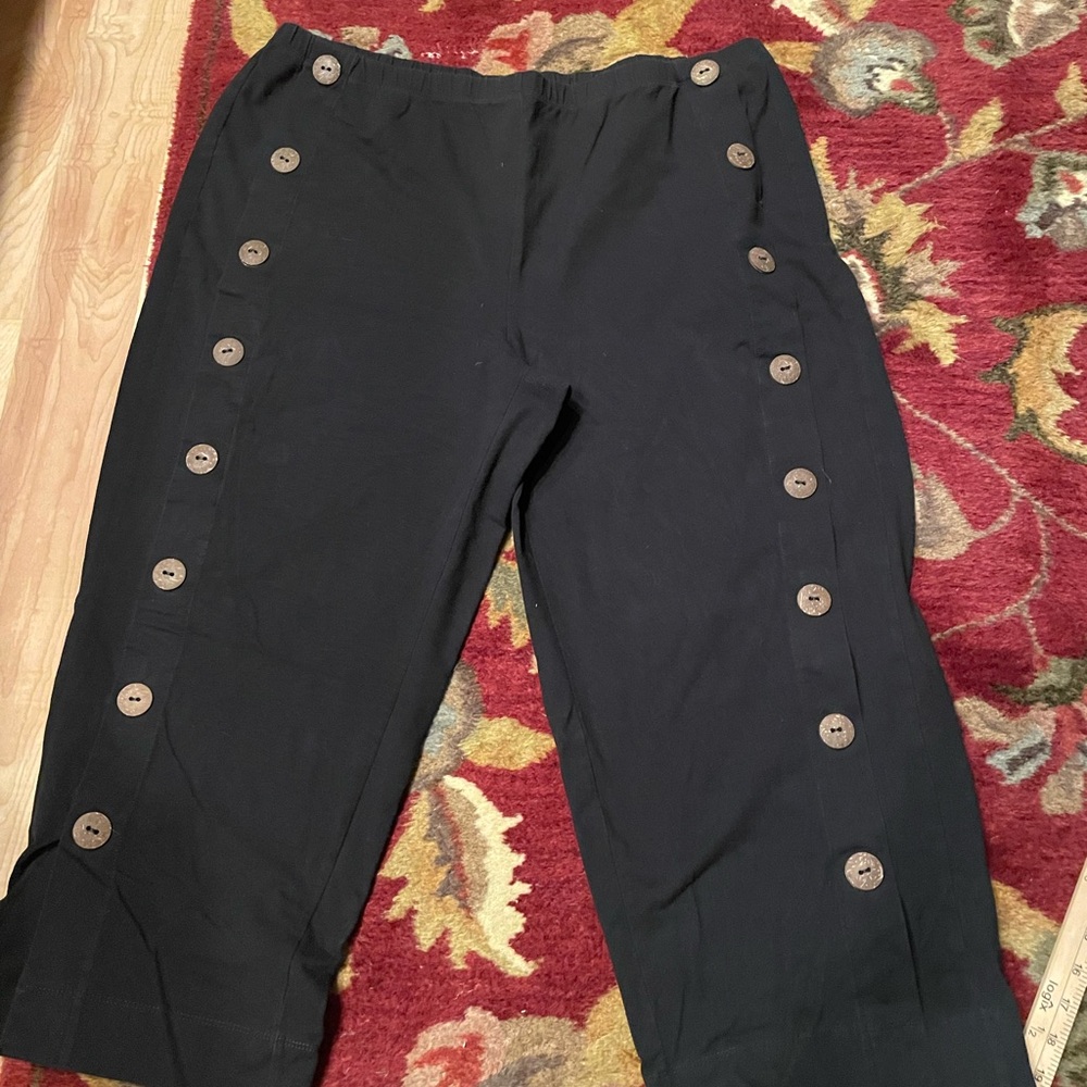 Soft Surroundings Black Cotton-Blend Pants